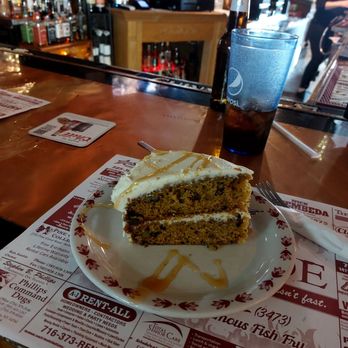 Randy's Fireside - Carmel pumpkin walnut cake - Bars Near Me - Olean, New York Randy's Fireside - Carmel pumpkin walnut cake - Bars Near Me - Olean, New York