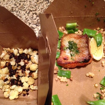 A16 - This is supposed to be a full portion of salmon and cauliflower side to go. Ridiculous portions for a $28 entree. - Italian Near Me - Oakland, California A16 - This is supposed to be a full portion of salmon and cauliflower side to go. Ridiculous portions for a $28 entree. - Italian Near Me - Oakland, California