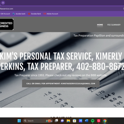 Kim's Personal Tax Service - Website page with business information.