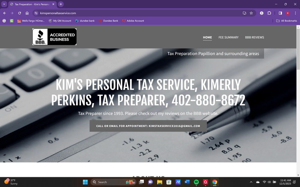 KIM’S PERSONAL TAX SERVICE Updated September 2024 Request