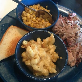 Mojo Old City BBQ - Half portion Pulled Pork, MacNcheese, Corn, Toast - Barbeque Near Me - St. Augustine, Florida Mojo Old City BBQ - Half portion Pulled Pork, MacNcheese, Corn, Toast - Barbeque Near Me - St. Augustine, Florida