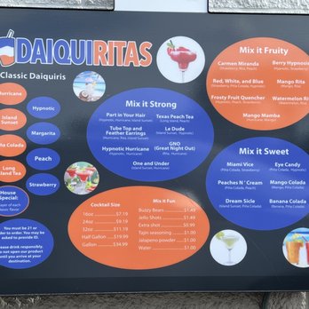 DaiquiRitas - the menu for daiquiritas - Drive-Thru Bars Near Me - Houston, Texas DaiquiRitas - the menu for daiquiritas - Drive-Thru Bars Near Me - Houston, Texas