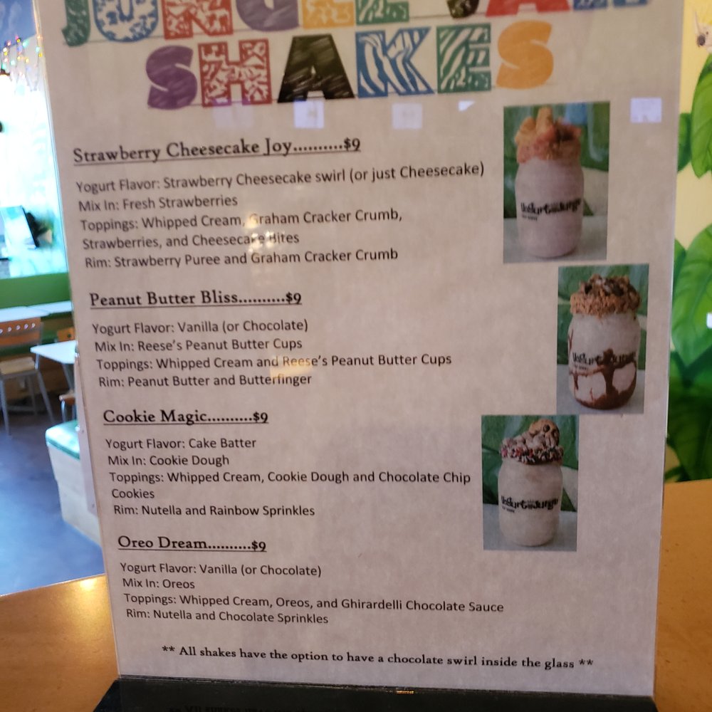 Yogurt Jungle - Milkshake menu - Ice Cream & Frozen Yogurt Near Me - Maricopa, Arizona Yogurt Jungle - Milkshake menu - Ice Cream & Frozen Yogurt Near Me - Maricopa, Arizona