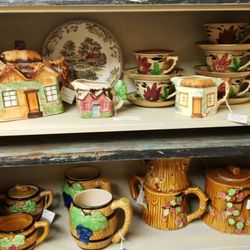 Westlake Antiques and Old Book Shop - Beautiful tea sets of cottages and tree stumps