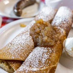Ellen's Danish Pancake House - Danish Pancakes w/ Applesauce + Danish Sausage ($17)