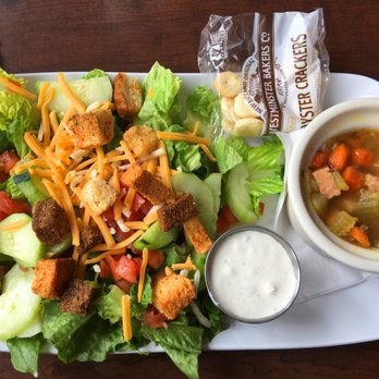 Lindy's Landing - Here's the side salad and a cup of vegetable soup. It was a good lunch. - American Near Me - Wauconda, Illinois Lindy's Landing - Here's the side salad and a cup of vegetable soup. It was a good lunch. - American Near Me - Wauconda, Illinois