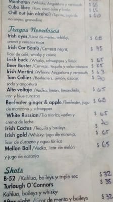 Menu photo 6 O'Connors Irish Pub Córdoba, X