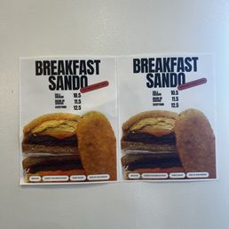 Breakfast sandwich menu Breakfast sandwich menu