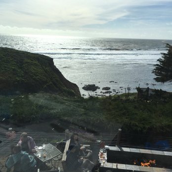 Moss Beach Distillery - You can see one of the fire pits from the upper level table where I sat - Seafood Near Me - Moss Beach, California