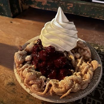 Funnel Cakes - Boysenberry and ice cream funnel cake - Bakeries Near Me - Buena Park, California Funnel Cakes - Boysenberry and ice cream funnel cake - Bakeries Near Me - Buena Park, California
