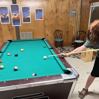 Meramec Campground - Taking advantage of the game room onsite - Campgrounds Near Me - Sullivan, Missouri