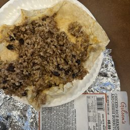 "Chicken" rice-beans and cheese $8.99 burrito "Chicken" rice-beans and cheese $8.99 burrito