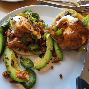 Eggsquisite Cafe - Churizo benedict! - Breakfast & Brunch Near Me - Southlake, Texas