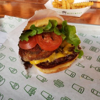 Shake Shack Winter Park - Shack Stack burger with a cheese-filled mushroom! - Burgers Near Me - Winter Park, Florida