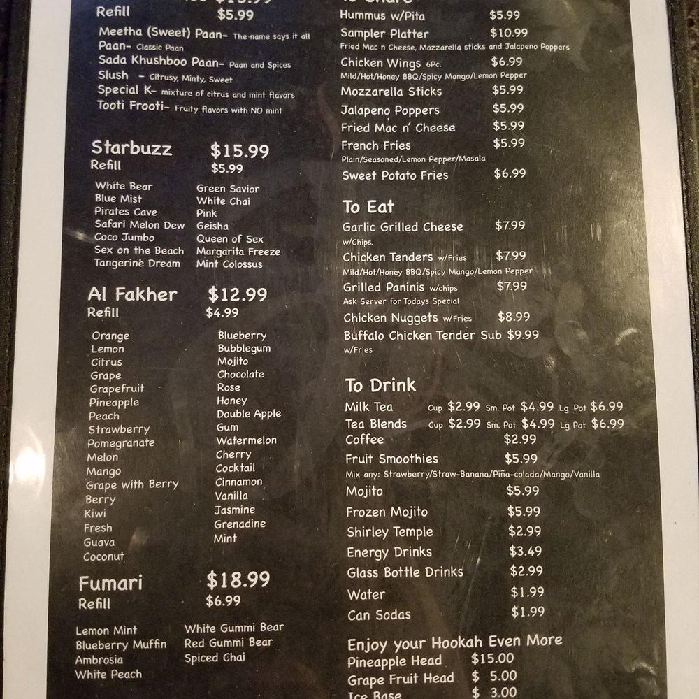 Habibi cafe - Menu - Hookah Bars Near Me - Davie, Florida