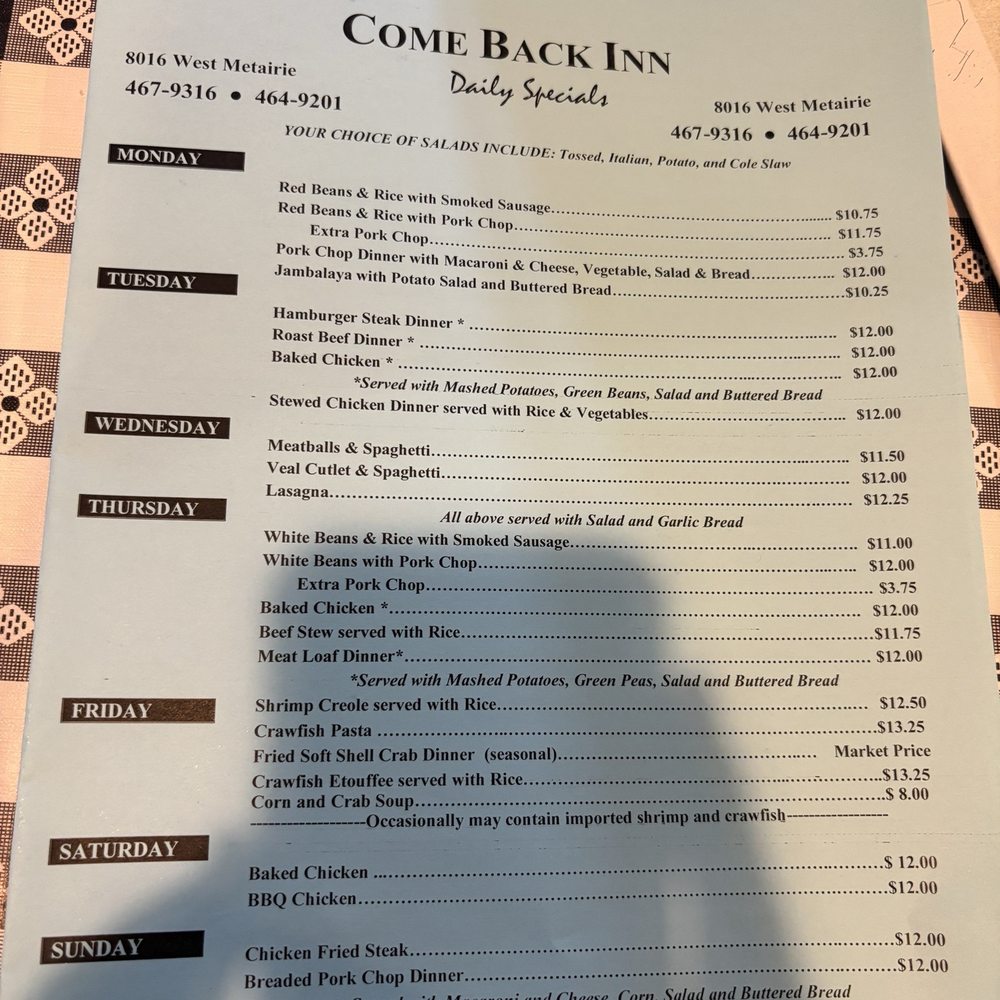 Menu specials