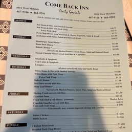 Menu specials Menu specials
