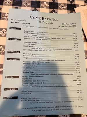 Menu photo 7 Come Back Inn Metairie, LA Menu photo 7 Come Back Inn Metairie, LA