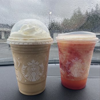 Starbucks - Peppermint mocha frapuccino & frozen pineapple passion fruit refresher - Coffee & Tea Near Me - Portland, Oregon Starbucks - Peppermint mocha frapuccino & frozen pineapple passion fruit refresher - Coffee & Tea Near Me - Portland, Oregon