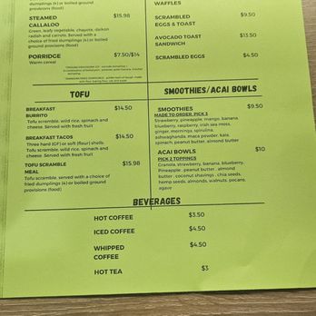 Natuurlik - Breakfast menu: burrito, taco, ackee!! Acai bowl, coffee - Vegan Near Me - Boynton Beach, Florida