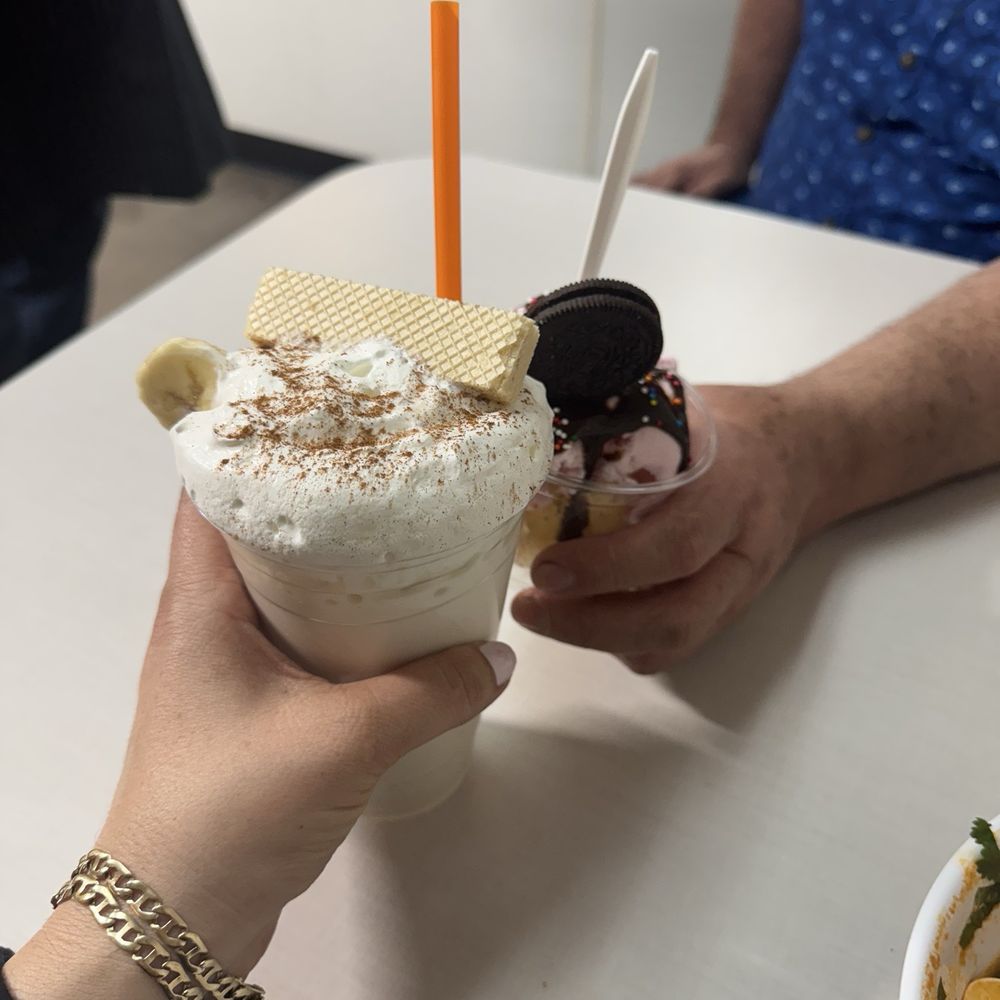 Rosy’s Neveria Antojitos Y Cafe - Cheers with my delicious licuado and hubby's  icecream - Ice Cream & Frozen Yogurt Near Me - Phoenix, Arizona