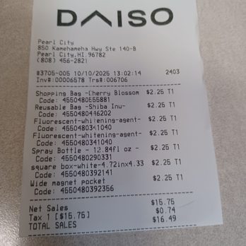 Daiso - 10/10/25 Money well spent - Discount Store Near Me - Pearl City, Hawaii Daiso - 10/10/25 Money well spent - Discount Store Near Me - Pearl City, Hawaii