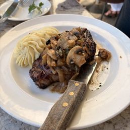 New York steak cooked correctly flavor not much flavor. The quality for the price wasn't that great. New York steak cooked correctly flavor not much flavor. The quality for the price wasn't that great.