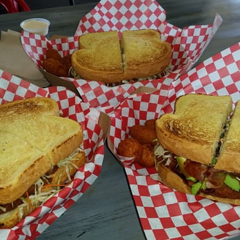 Mr Katsu - Left: Habanero Pesto Middle: Chipotle Asiago Right: Bacon Avocado All with regular and curry potato puffs. - Sandwiches Near Me - Fullerton, California Mr Katsu - Left: Habanero Pesto Middle: Chipotle Asiago Right: Bacon Avocado All with regular and curry potato puffs. - Sandwiches Near Me - Fullerton, California