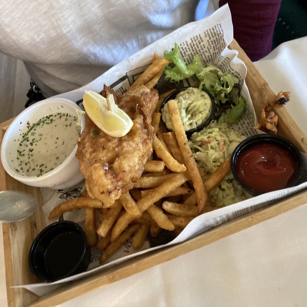 West Coast Grill - Fish & chips with chowder - American Near Me - Sooke, British Columbia West Coast Grill - Fish & chips with chowder - American Near Me - Sooke, British Columbia