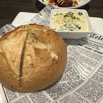 Distill - A Local Bar - Stuffed Sourdough Cracked Bread w/Fresh Spinach Cheese Dip - Desserts Near Me - Las Vegas, Nevada Distill - A Local Bar - Stuffed Sourdough Cracked Bread w/Fresh Spinach Cheese Dip - Desserts Near Me - Las Vegas, Nevada