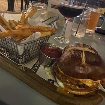 Caroline's Tavern - Fried chicken sandwich with fries - New American Near Me - Woodbridge, New Jersey Caroline's Tavern - Fried chicken sandwich with fries - New American Near Me - Woodbridge, New Jersey