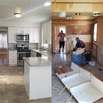 Ac Flawless Remodeling - Split pic of before and after a kitchen remodel - General Contractors Near Me Ac Flawless Remodeling - Split pic of before and after a kitchen remodel - General Contractors Near Me