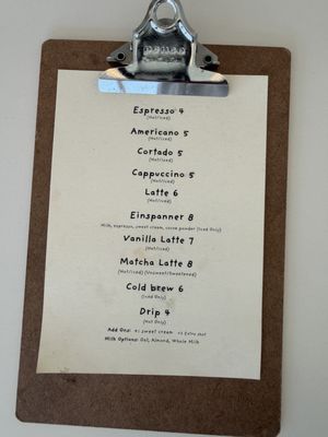 Menu photo 1 PDA Coffee Los Angeles, CA
