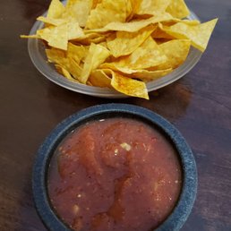 Chips and salsa already at the table when I was seated. Chips and salsa already at the table when I was seated.