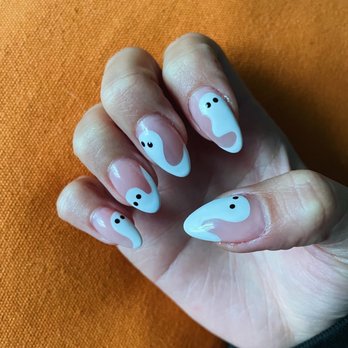 Sassy Nails - Ghost nail design. Absolutely perfect, exactly what I asked for!!! - Nail Salons Near Me - San Bruno, California Sassy Nails - Ghost nail design. Absolutely perfect, exactly what I asked for!!! - Nail Salons Near Me - San Bruno, California