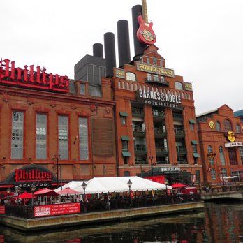 Baltimore's Inner Harbor - Phililips restaurant, the Hard Rock Cafe, and Barnes & Nobles are a few places that visitors & locals can see at the Baltimore Inner Harbor. - Landmarks & Historical Buildings Near Me - Baltimore, Maryland Baltimore's Inner Harbor - Phililips restaurant, the Hard Rock Cafe, and Barnes & Nobles are a few places that visitors & locals can see at the Baltimore Inner Harbor. - Landmarks & Historical Buildings Near Me - Baltimore, Maryland