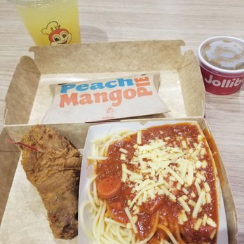 Jollibee - Jolly Spaghetti w/ 1pc Chicken & Pineapple Juice, Peach Mango Pie - Fast Food Near Me - Scarborough, Alberta Jollibee - Jolly Spaghetti w/ 1pc Chicken & Pineapple Juice, Peach Mango Pie - Fast Food Near Me - Scarborough, Alberta
