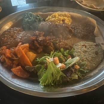 Awash Restaurant - awaze tibbs, chicken aswaze tibbs and the veggie combo - Ethiopian Near Me - Los Angeles, California