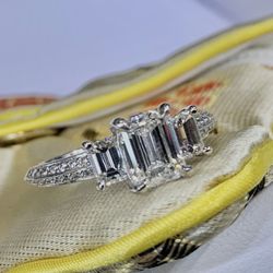 3-Stone Emerald cut diamond