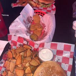 Oasis Bar & Grill - Cheeseburger and fried pickles