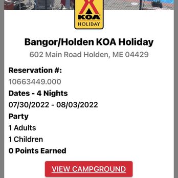 KOA Holiday - I tried to cancel they said no. Complained to corporate and canceled with 124.50$ stolen! Never wanted canceled if fee. Vindictive people - Campgrounds Near Me - Holden, Maine