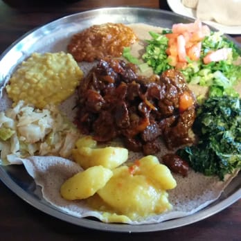 Keren Restaurant - Veggie Combo + Tibs ... Yum - Ethiopian Near Me - Washington, DC, District of Columbia