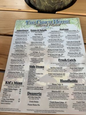 Menu photo 2 The Conch House Restaurant Saint Augustine, FL