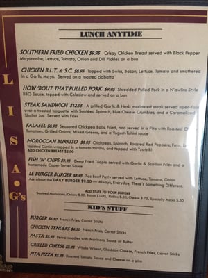 Menu photo 6 Lisa G's Lake Placid, NY