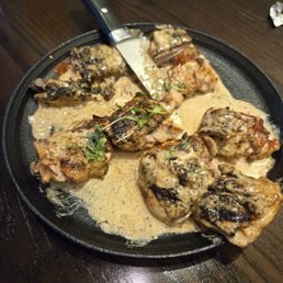 BBQ chicken thighs, we cut it into smaller pieces to share BBQ chicken thighs, we cut it into smaller pieces to share
