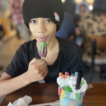 The Crazy Mason Milkshake Bar - Sour patch shake and a popsicle- he couldn't finish it - yummy - Desserts Near Me - Concord, North Carolina