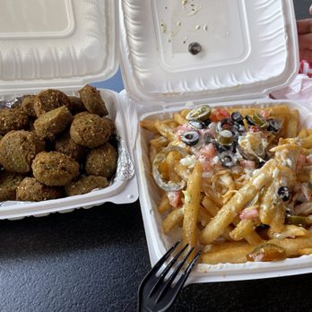 King Mediterrano - Falafel Loaded Fries - Mediterranean Near Me - Torrance, California King Mediterrano - Falafel Loaded Fries - Mediterranean Near Me - Torrance, California