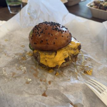 Joe'z Burgers - Double smashburger with jalapenos ($15). - Caterers Near Me - Seattle, Washington Joe'z Burgers - Double smashburger with jalapenos ($15). - Caterers Near Me - Seattle, Washington
