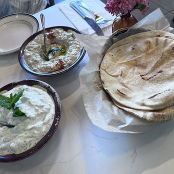 Skaf’s on York - Babaghanouj, Cucumber & Yogurt and pita bread - Salad Near Me - Los Angeles, California