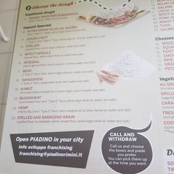 Piadino - Menù